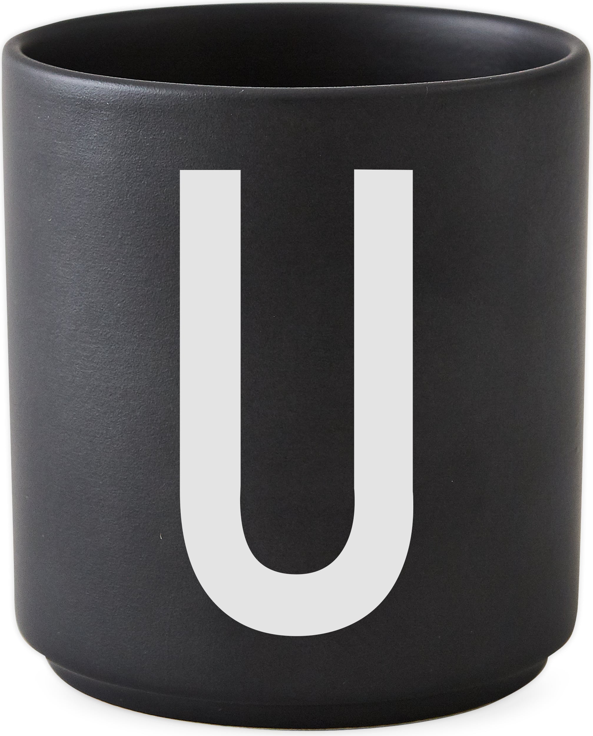 Kubek porcelanowy AJ czarny litera U