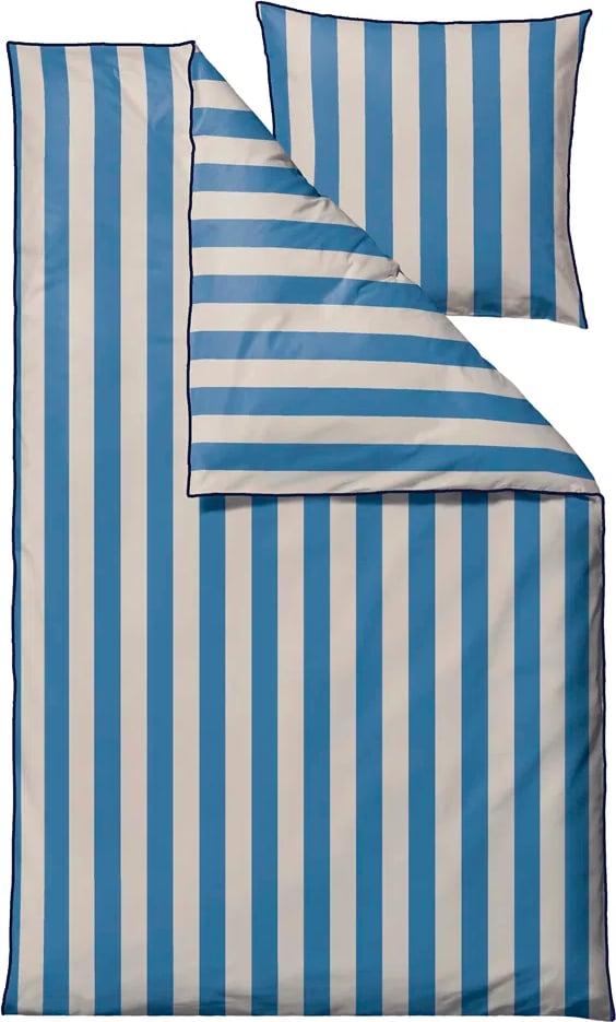 Pościel Ray Linen niebieska z poszewką na poduszkę 60 x 63 cm