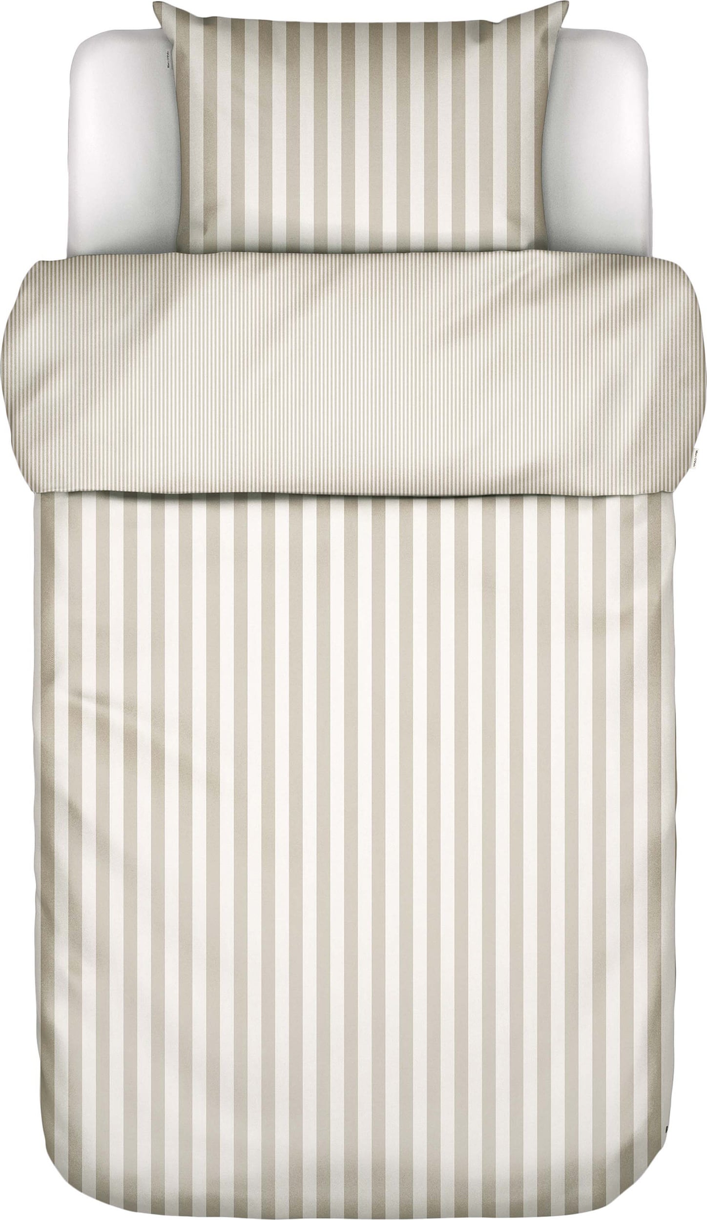 Pościel Classic Stripe 135 x 200 cm beżowo-kremowa z poszewką na poduszkę 80 x 80 cm zapięcie suwak