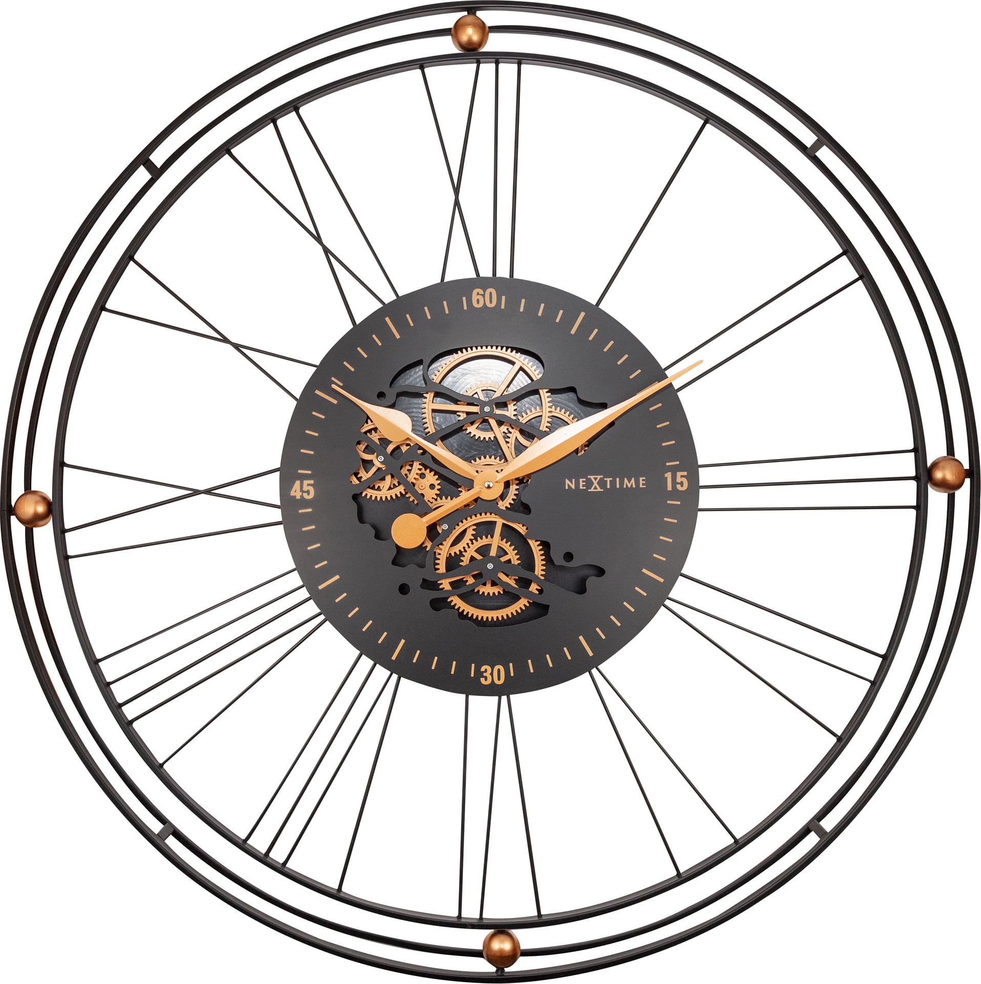 Zegar ścienny Roman Gear Clock 90 5 cm czarno-złoty