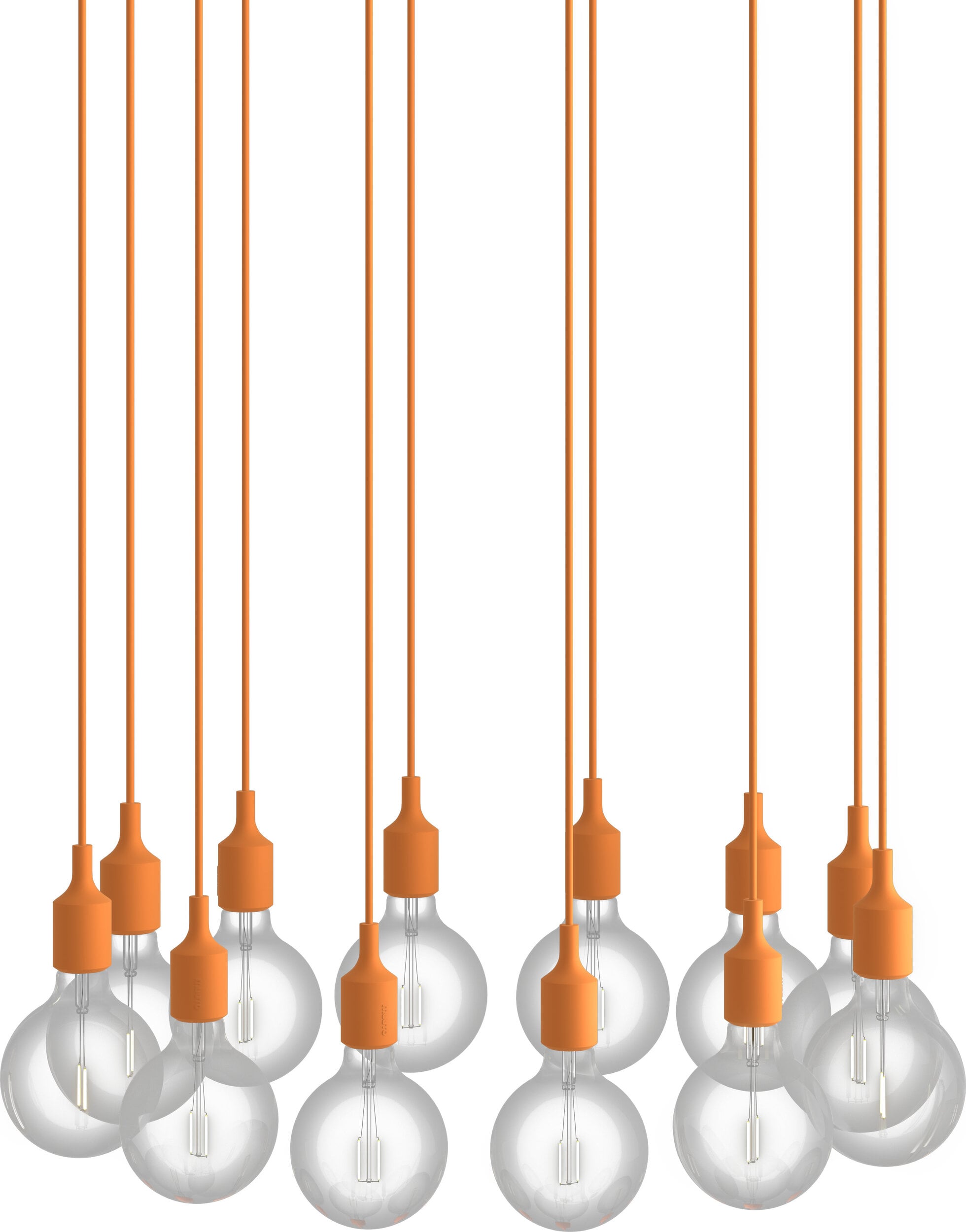 Lampa wisząca E27 12-punktowa pomarańczowa