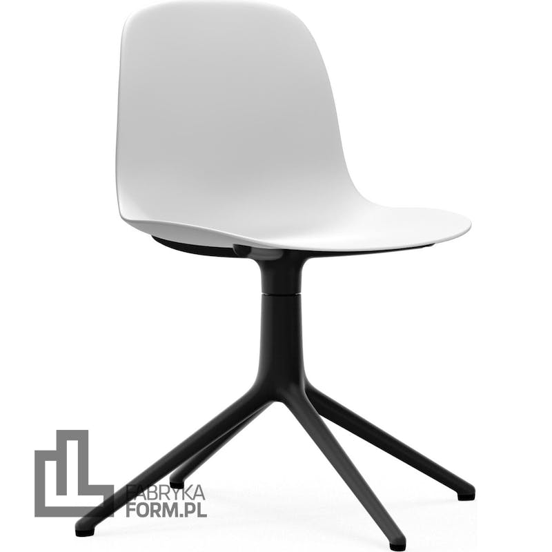 Krzesło obrotowe Form Swivel 4L białe na czarnych aluminiowych nogach