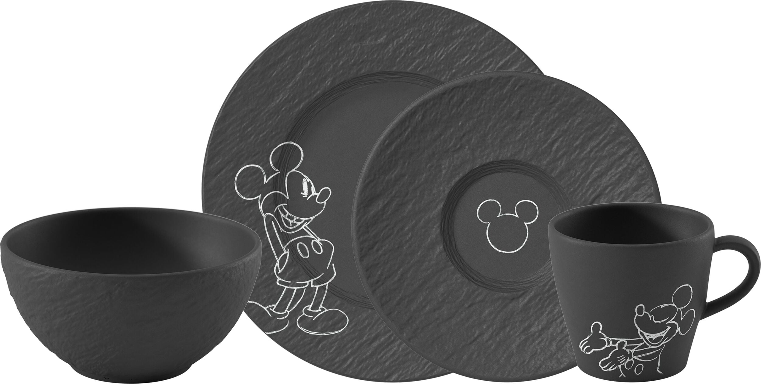 Zestaw śniadaniowy Manufacture Rock Mickey Mouse czarny 4 el.