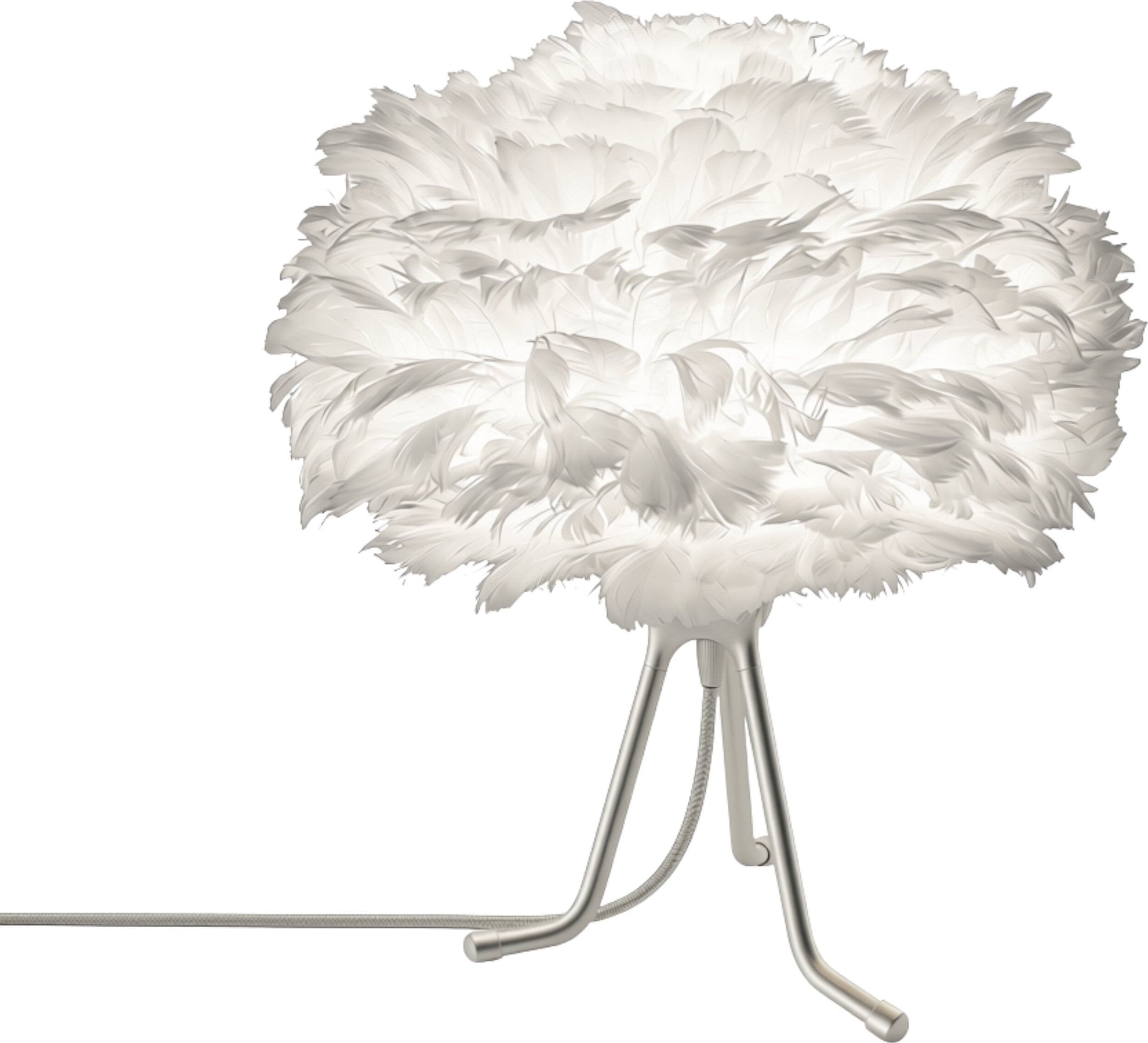 Lampa stołowa Eos 35 cm biała na niskim trójnogu srebrnym
