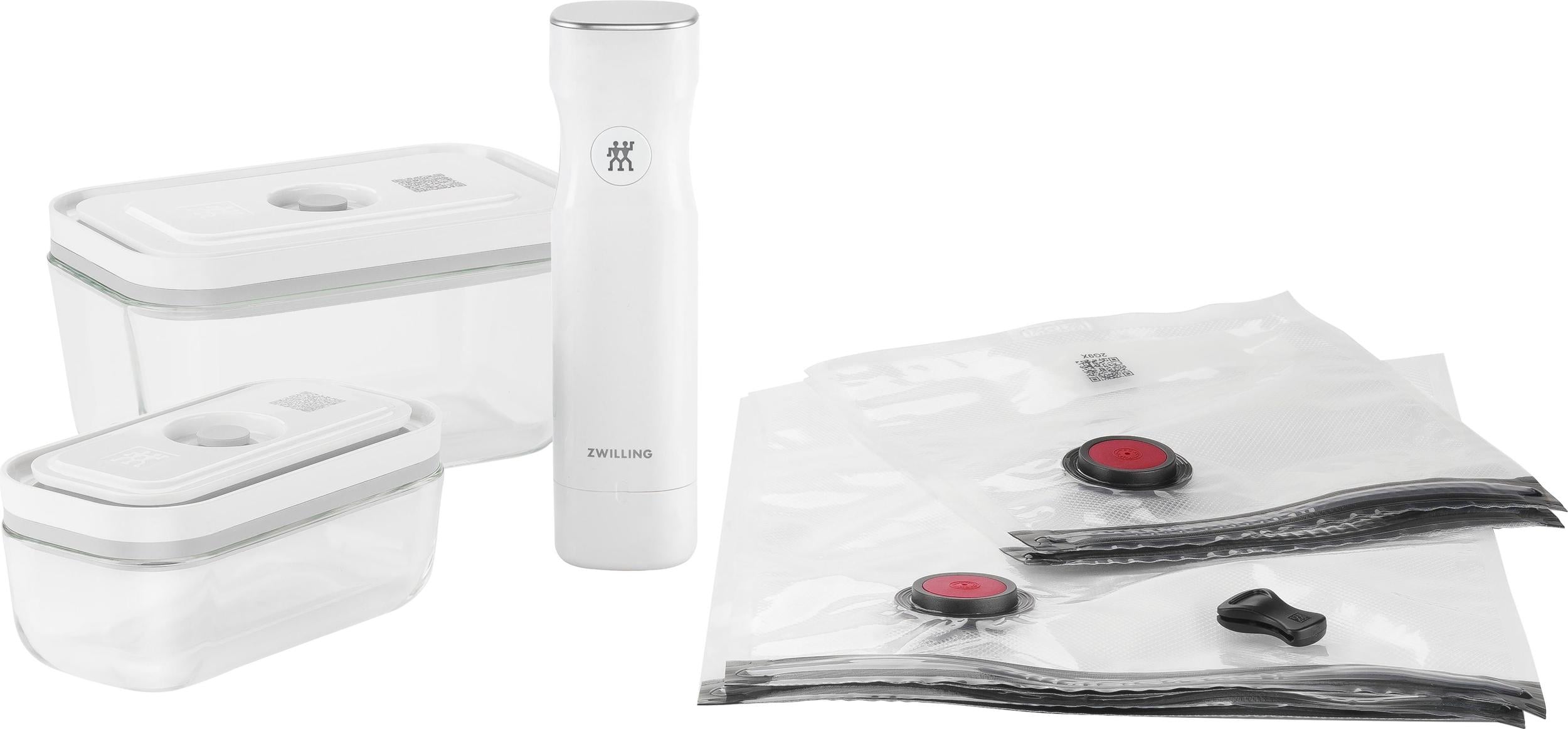 Pojemniki próżniowe Zwilling Fresh & Save S/M szklane z workami i pompką 7 el.