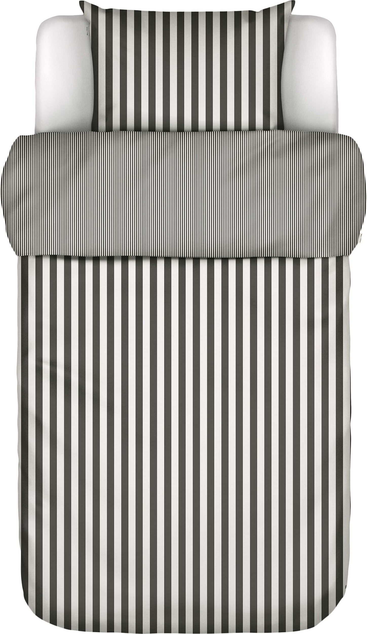 Pościel Classic Stripe 135 x 200 cm antracytowo-biała z poszewką na poduszkę 80 x 80 cm zapięcie suwak
