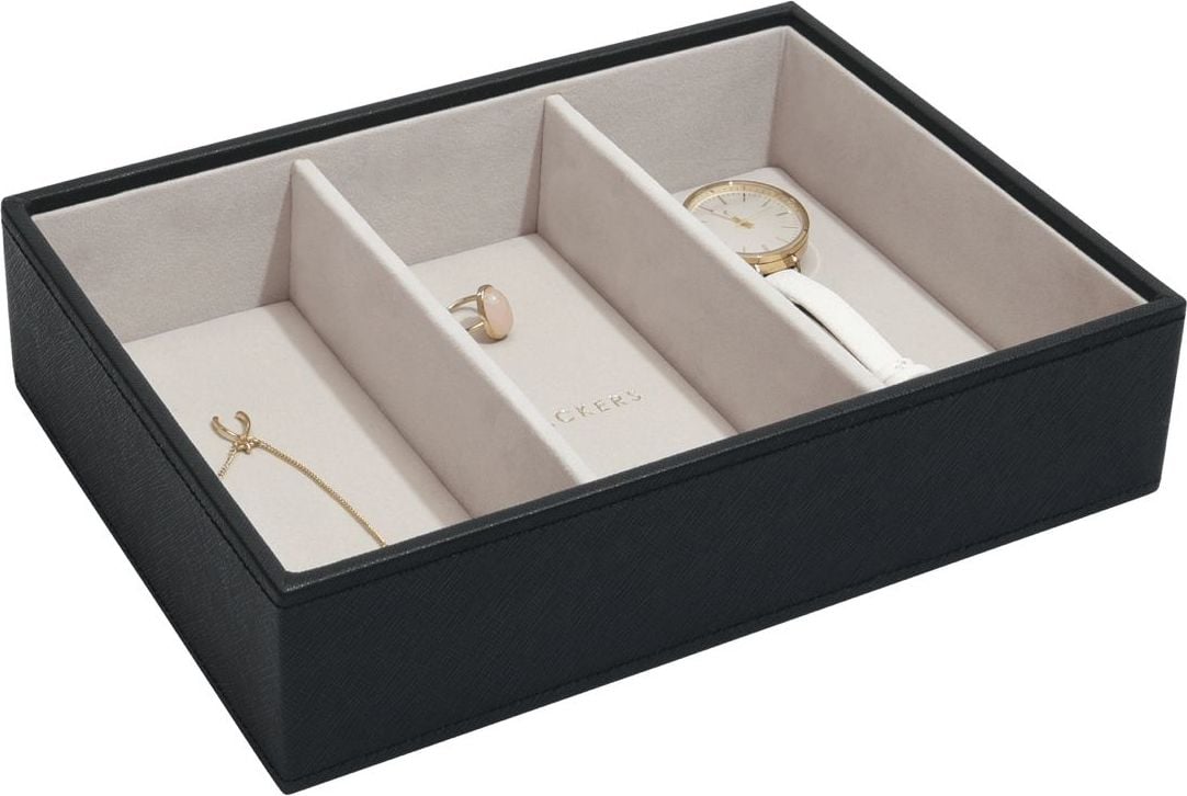 Szkatułka na biżuterię Stackers 3 komorowa classic czarna velvet