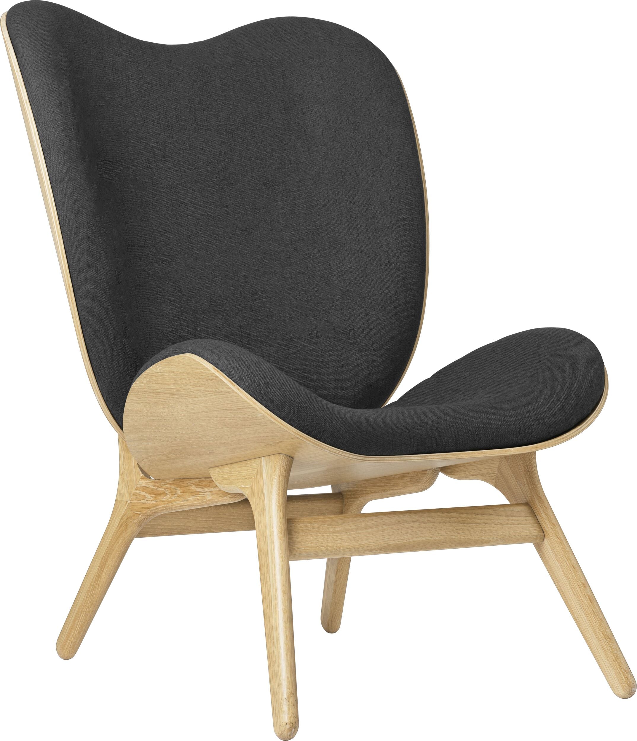 Fotel Conversation Piece 106 cm ciemnoszary na dębowych nogach