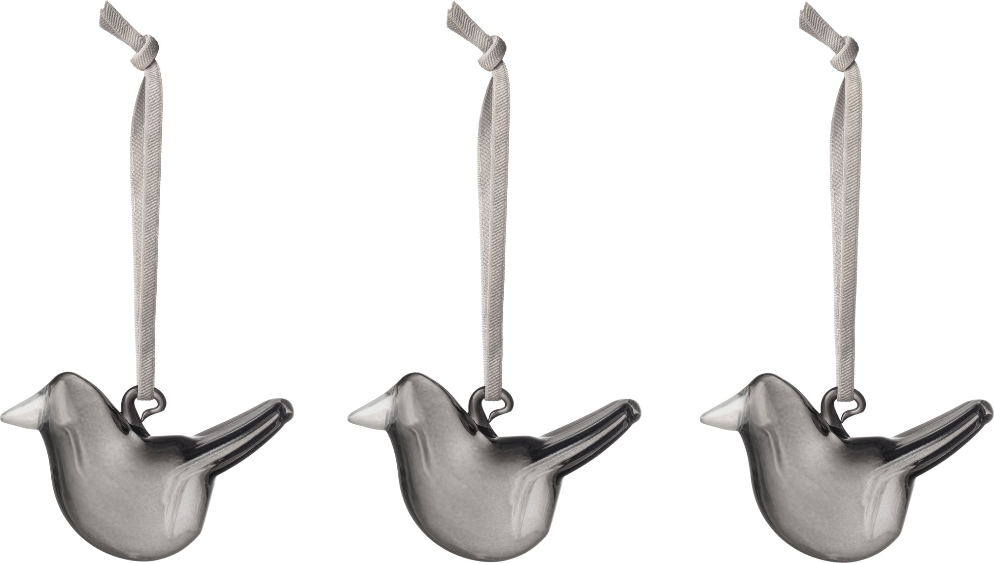 Dekoracje świąteczne Birds mini szare 3 szt.