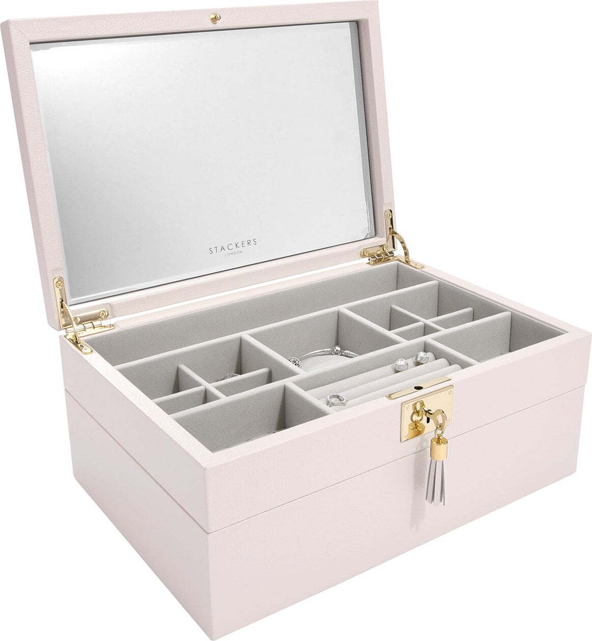 Szkatułka na biżuterię Loves Luxury podwójna jasnoróżowa