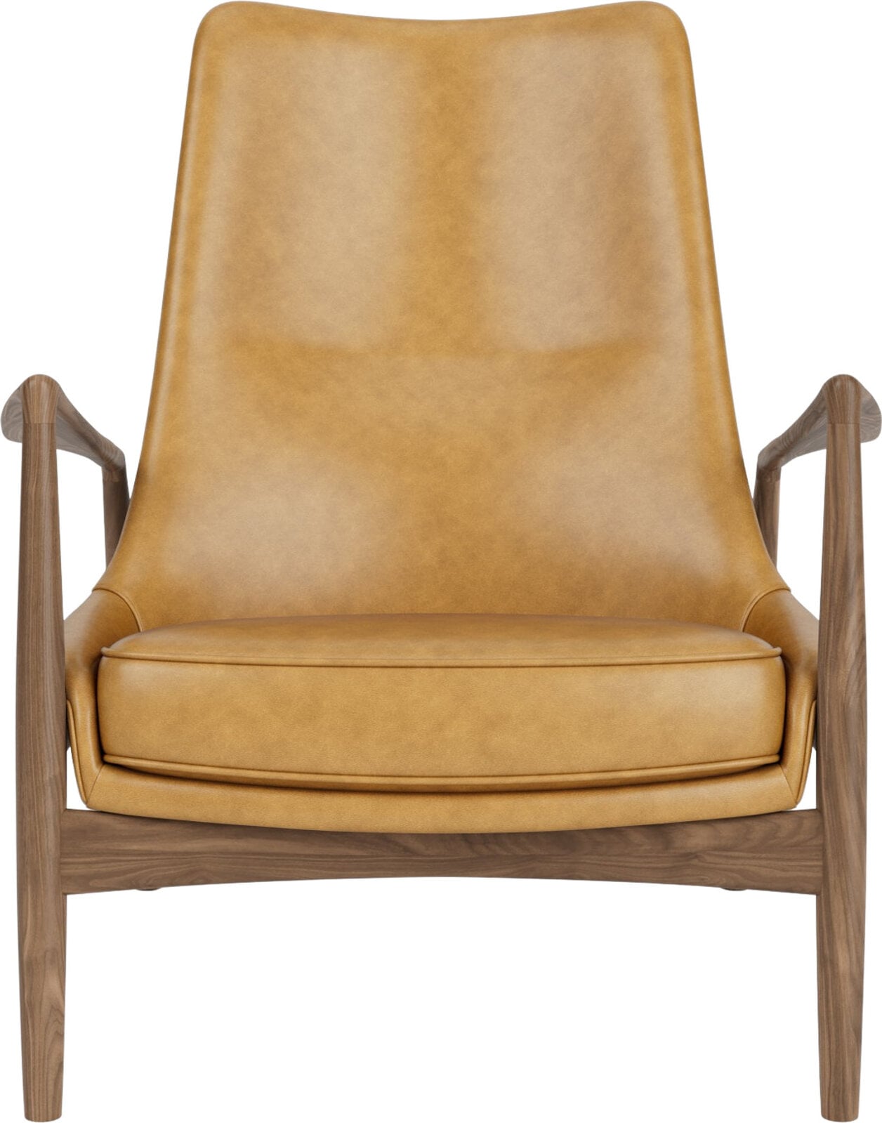 Fotel The Seal Lounge 92 cm orzech tapicerowany skóra koniak