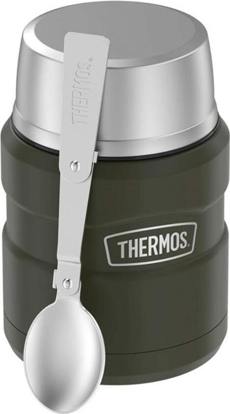 Termos obiadowy ze składaną łyżką Style 470 ml ciemnozielony 2 el.