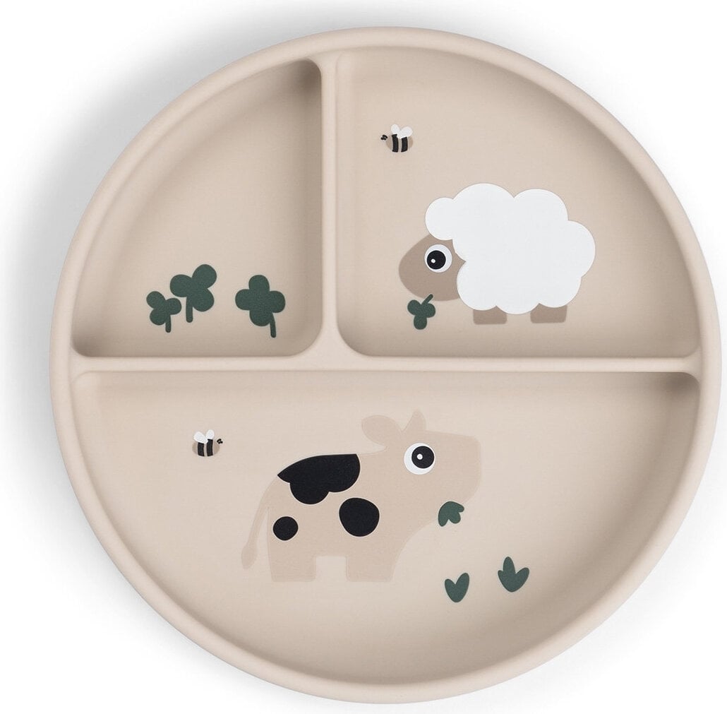 Talerzyk z przyssawką Stick&Stay Tiny Farm beżowy