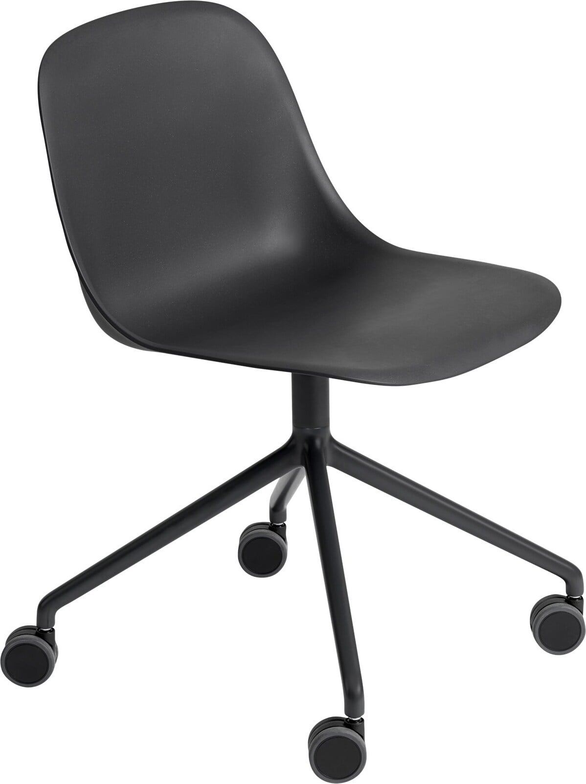 Krzesło na kółkach Fiber Swivel czarne na aluminiowych nogach