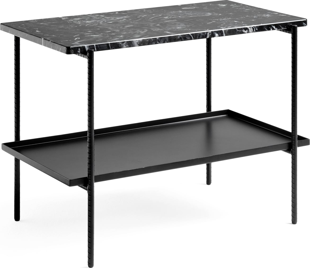 Stolik boczny dwupoziomowy Rebar 75 x 44 x 55 cm czarny marmur