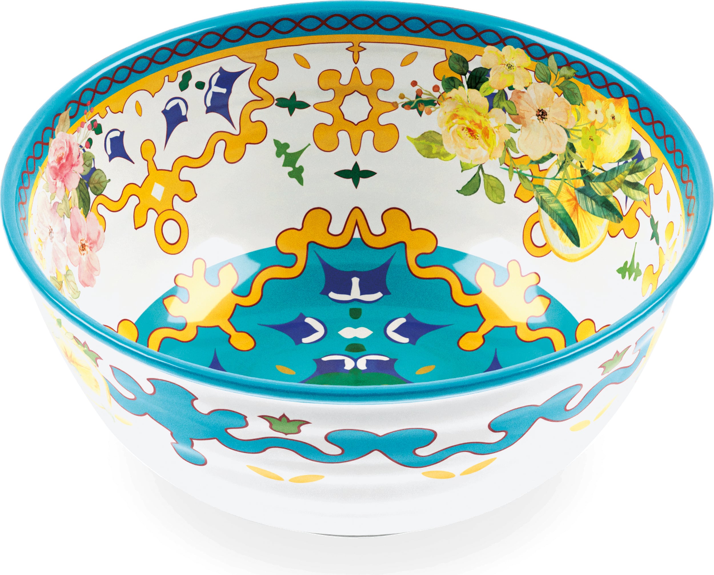 Misa do serwowania Flowers & Lemon 22 cm niebiesko-żółta