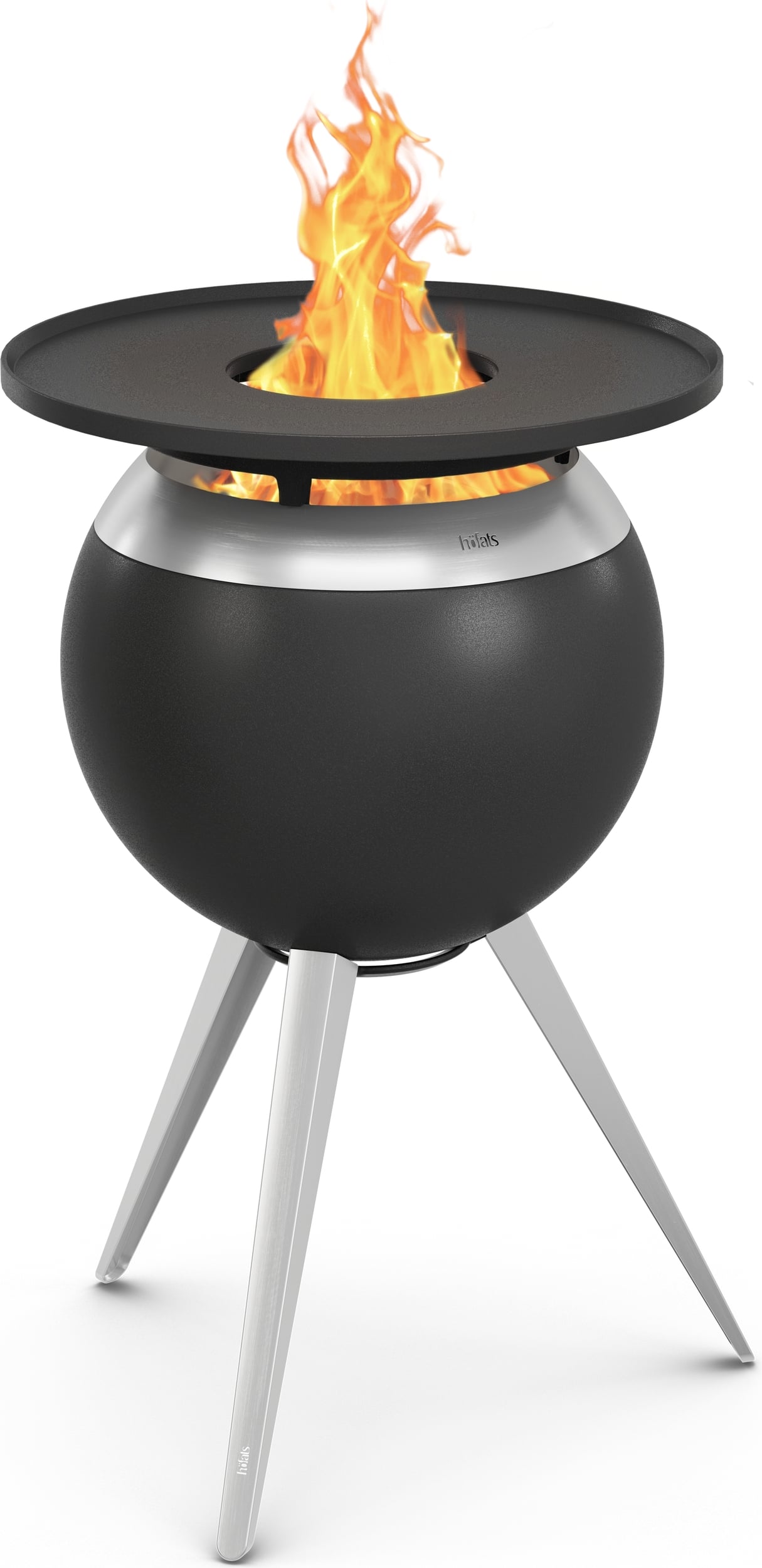 Palenisko z płytą grillową Moon 45 cm srebrne z podstawą wysoką