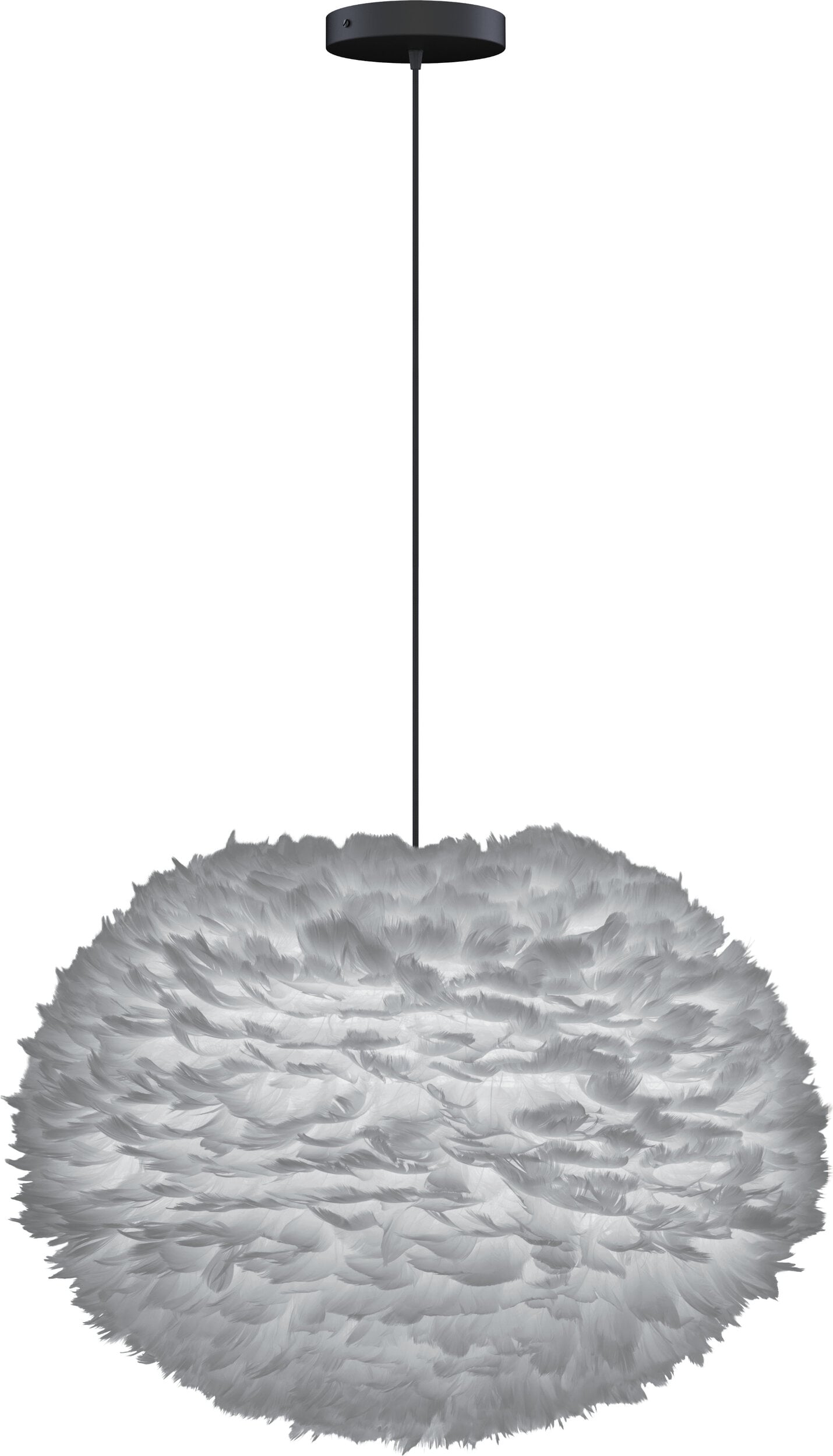 Lampa wisząca Eos 65 cm jasnoszara z czarną rozetą