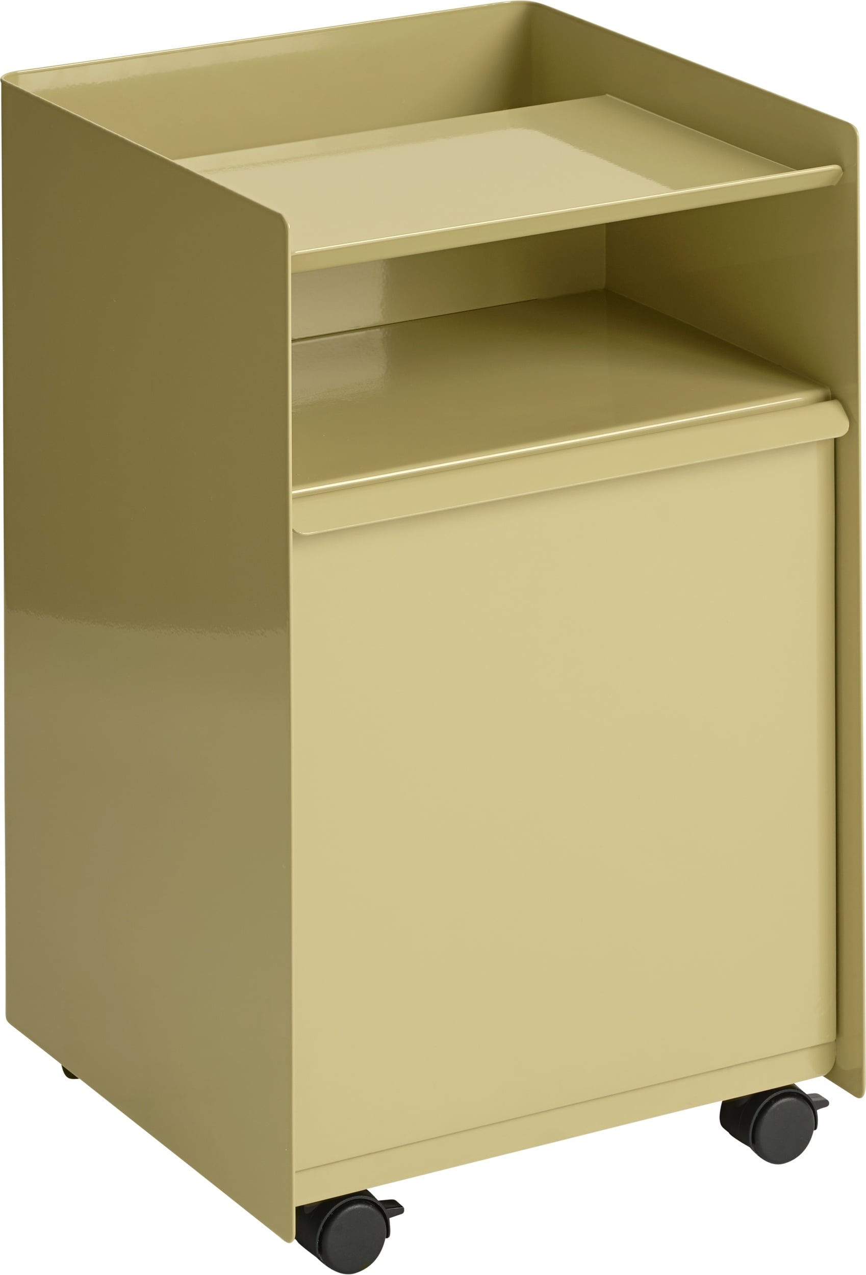 Szafka pomocnicza z szufladą na kółkach Folded 61 5 cm beżowo-zielona