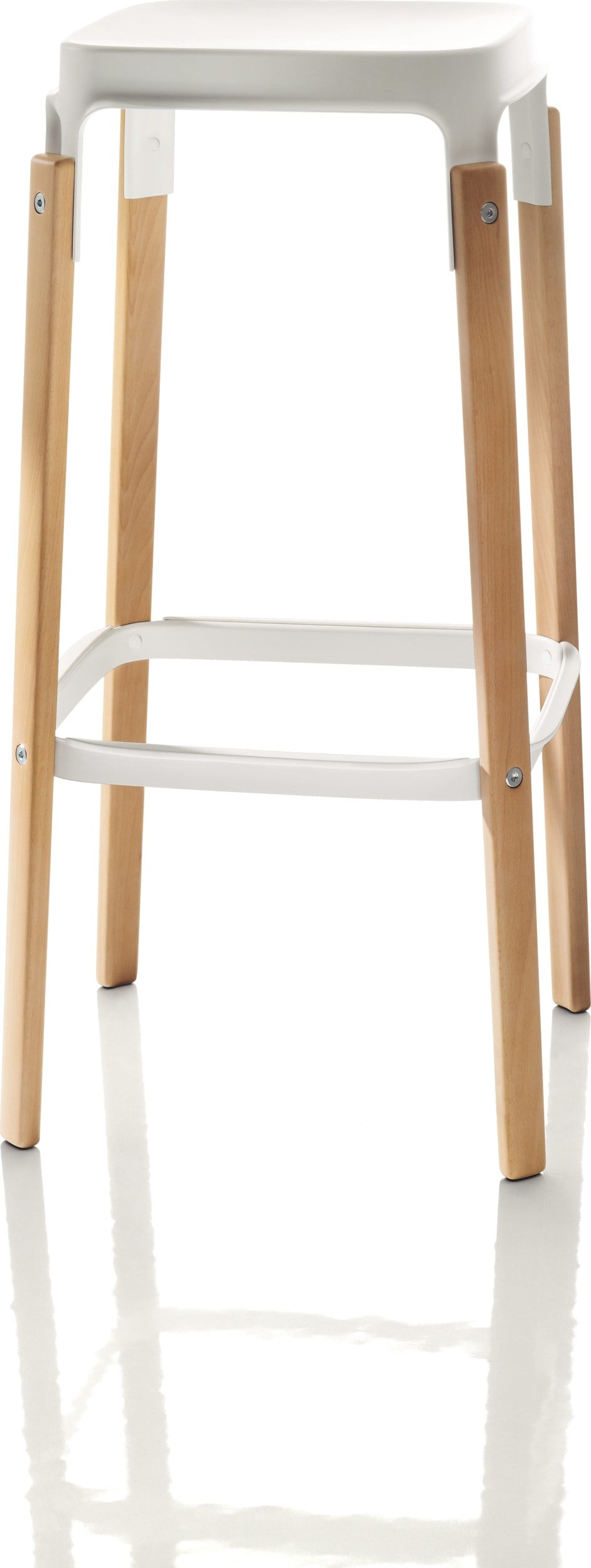 Stołek barowy Steelwood 68 cm dąb siedzisko białe