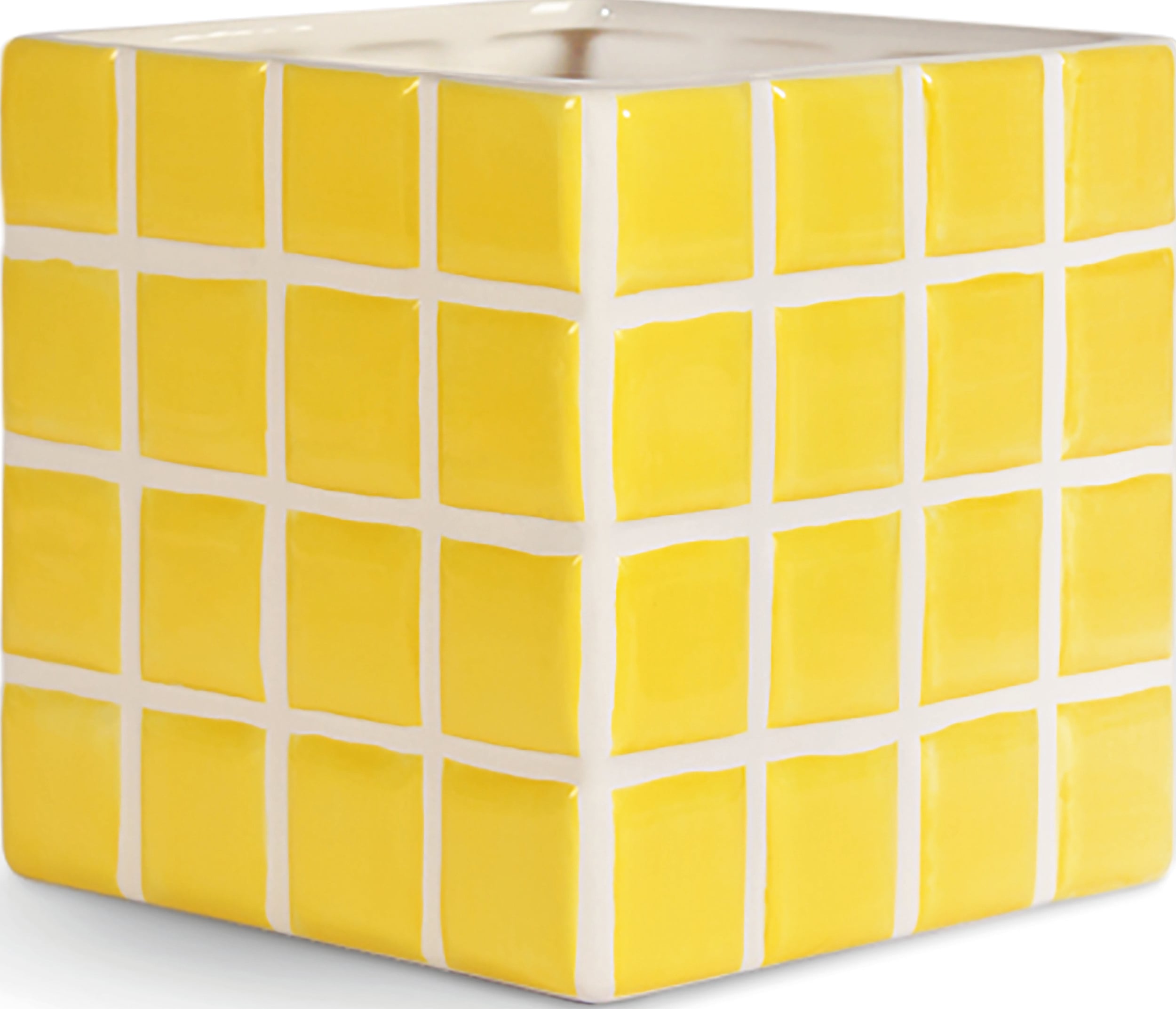 Osłonka na doniczkę Tile 14 cm żółta