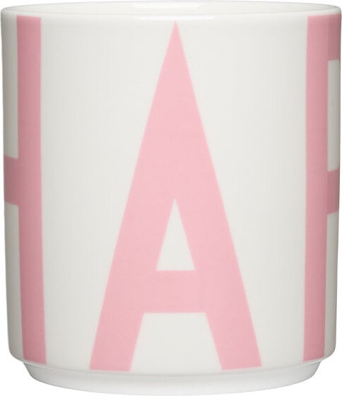 Kubek Vintage ABC Happy biało-różowy