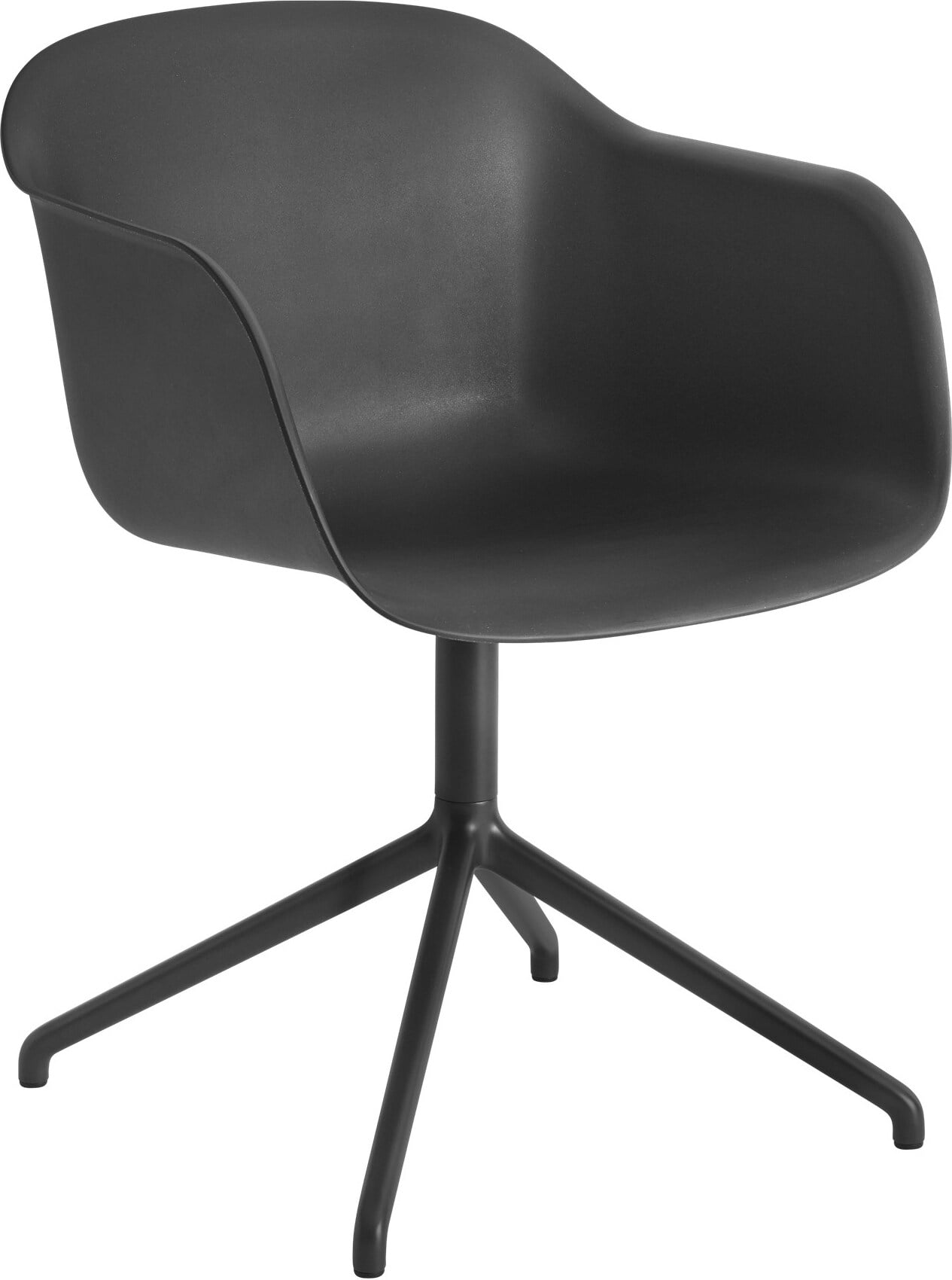 Fotel Fiber Swivel czarny na aluminiowych nogach