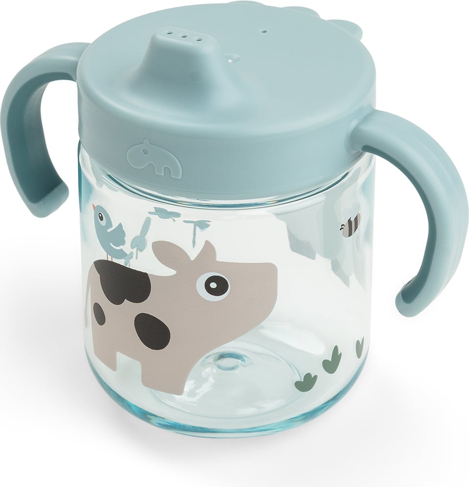 Kubek dziecięcy z uchwytami Tiny Farm 260 ml niebieski