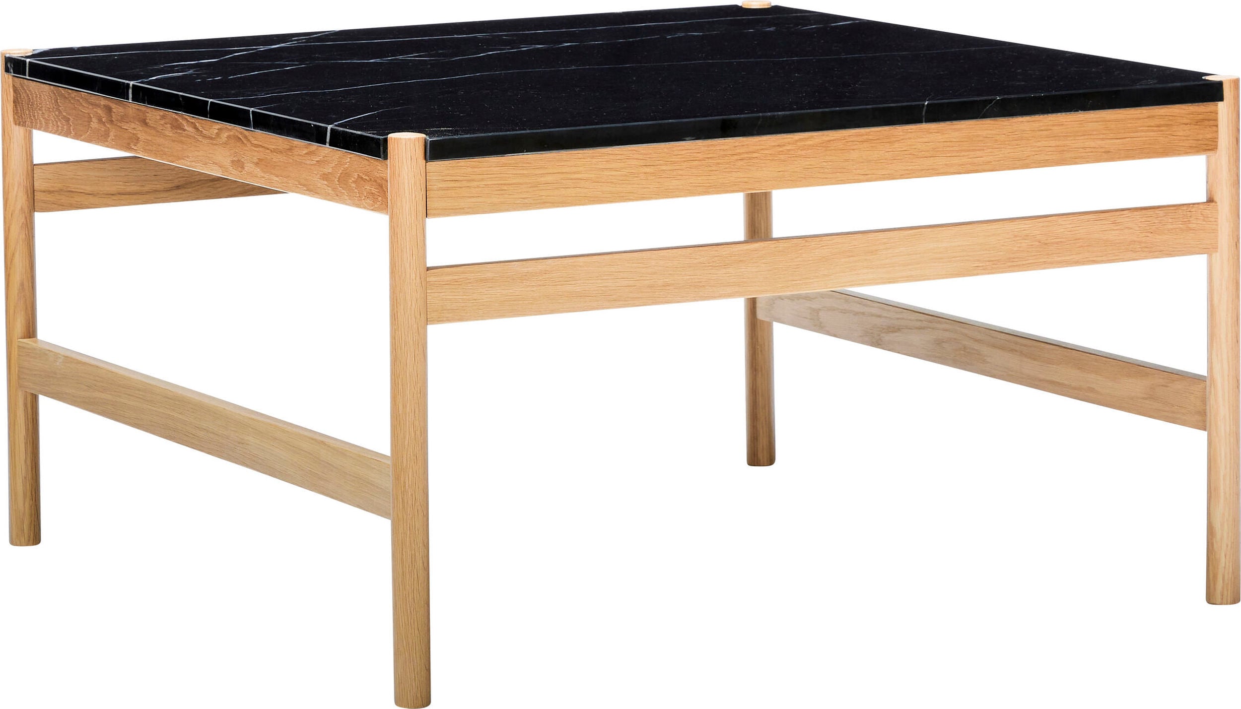 Stolik kawowy Raw 80 cm czarny z marmurowym blatem