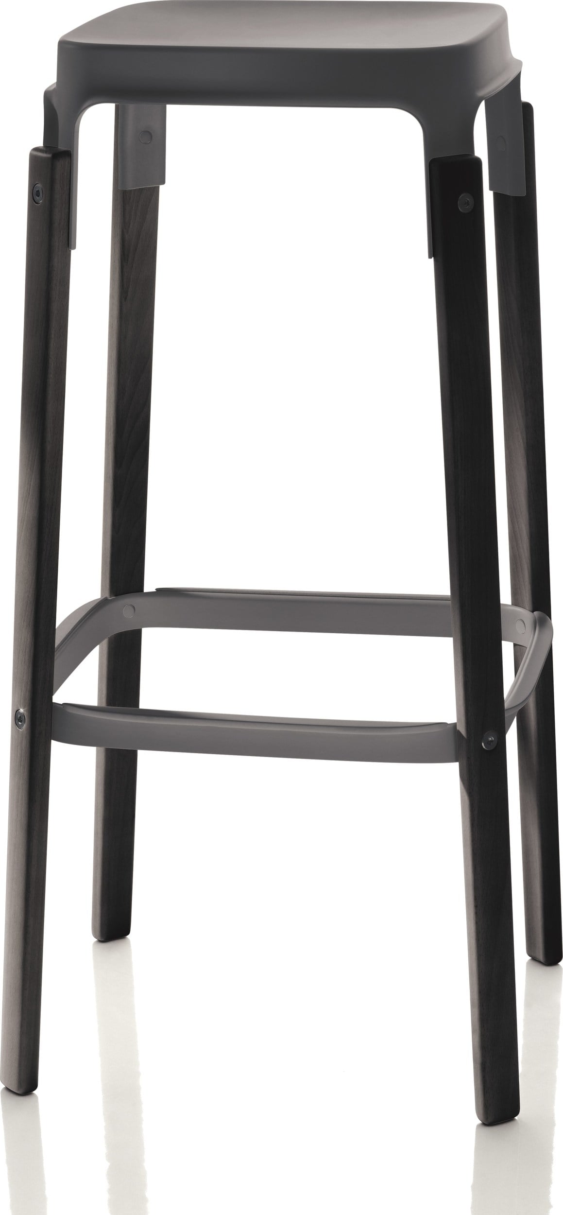 Stołek barowy Steelwood 68 cm dąb ciemny siedzisko antracytowe