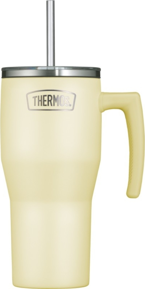 Kubek termiczny ze słomką Thermos Refreshing 850 ml żółty mat