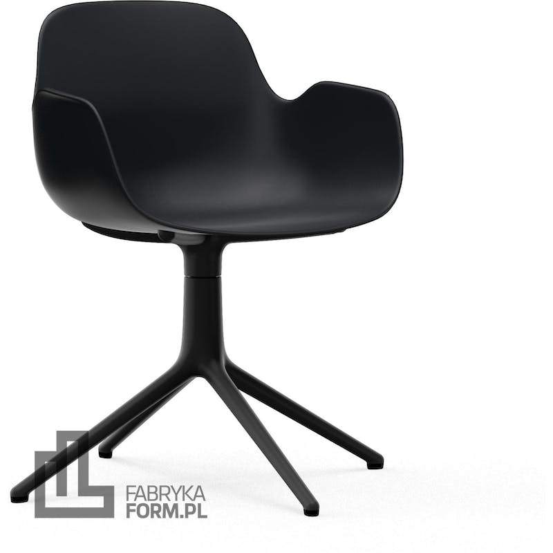 Fotel obrotowy Form Swivel 4L czarny na czarnych aluminiowych nogach