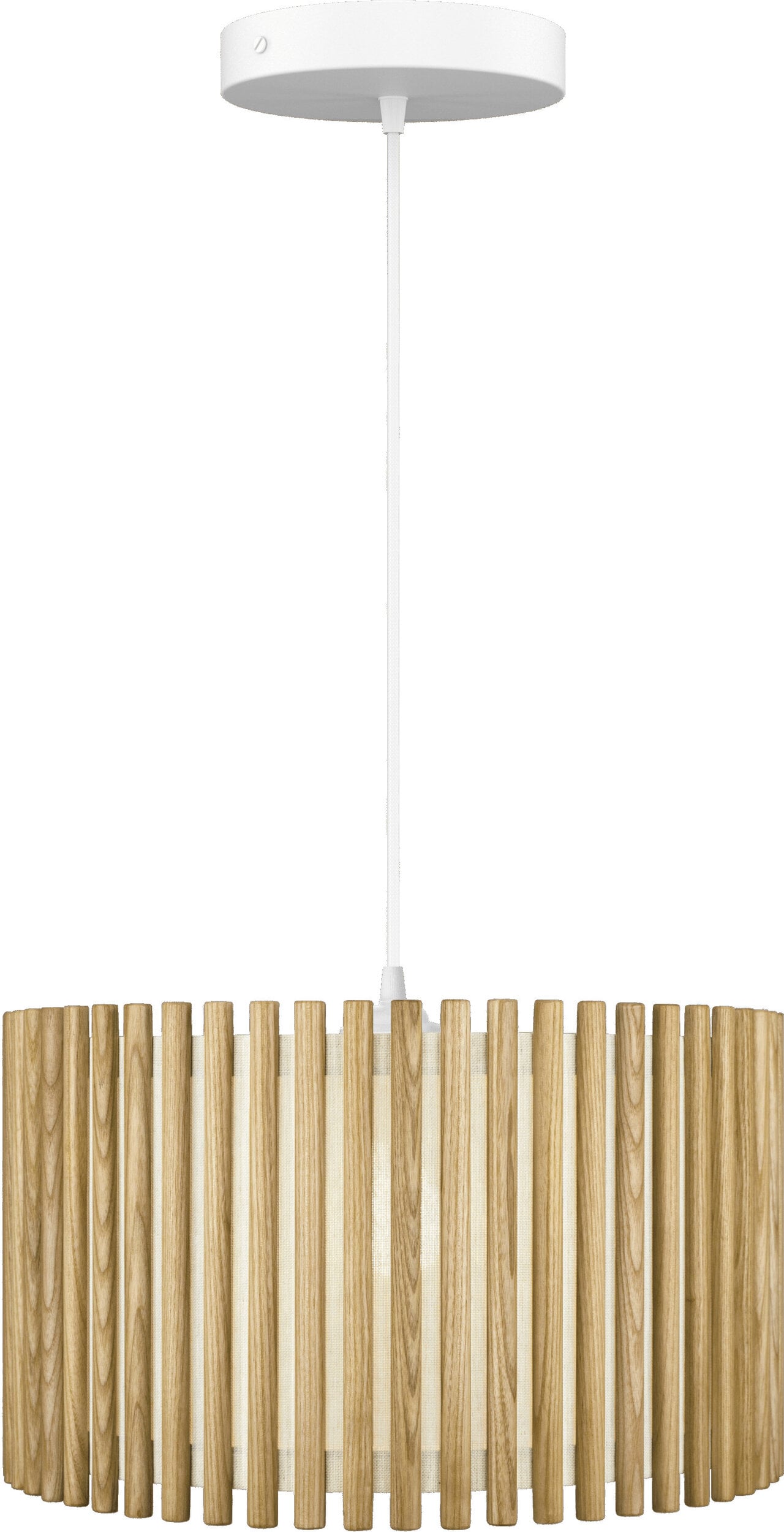 Lampa wisząca Komorebi okrągła 44 7 cm naturalny dąb z białą rozetą