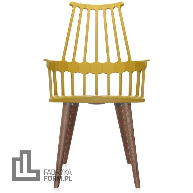 Krzesło na drewnianych nogach Comback żółte
