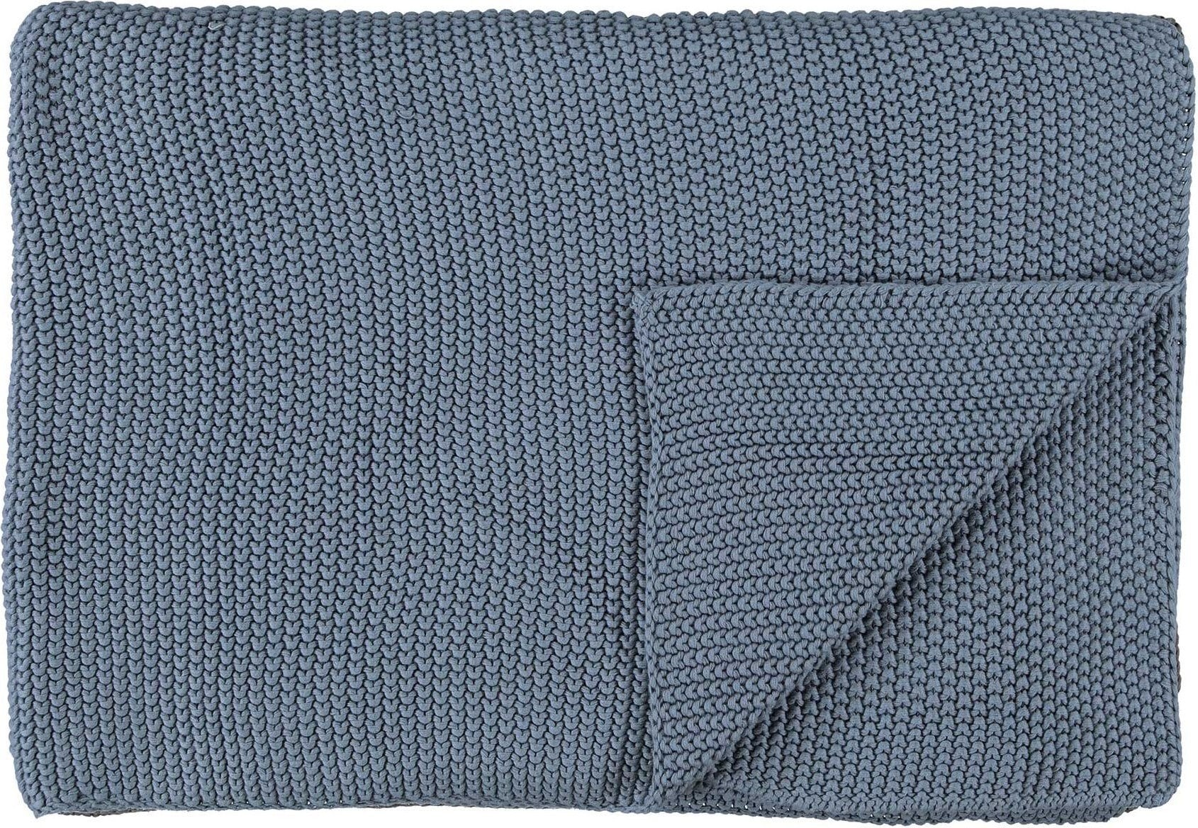 Pled Nordic Knit 130 x 170 cm szaro-niebieski z bawełny organicznej