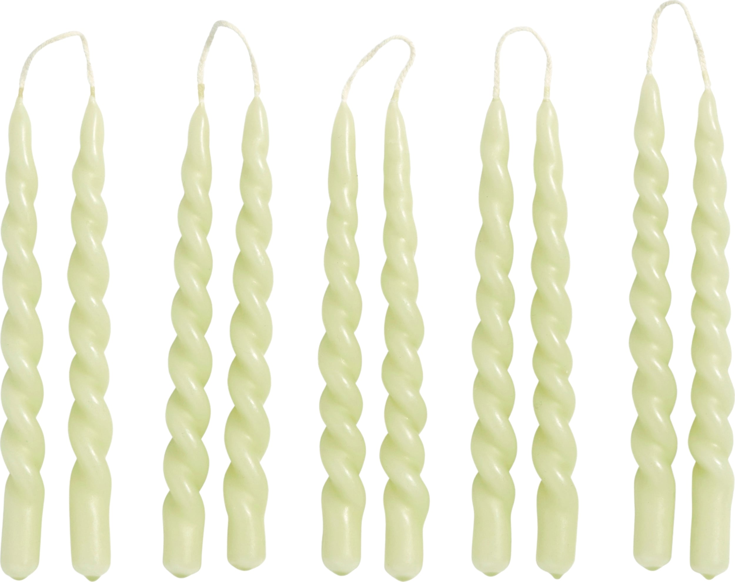 Świece Mini Swirl jasnozielone 10 szt.