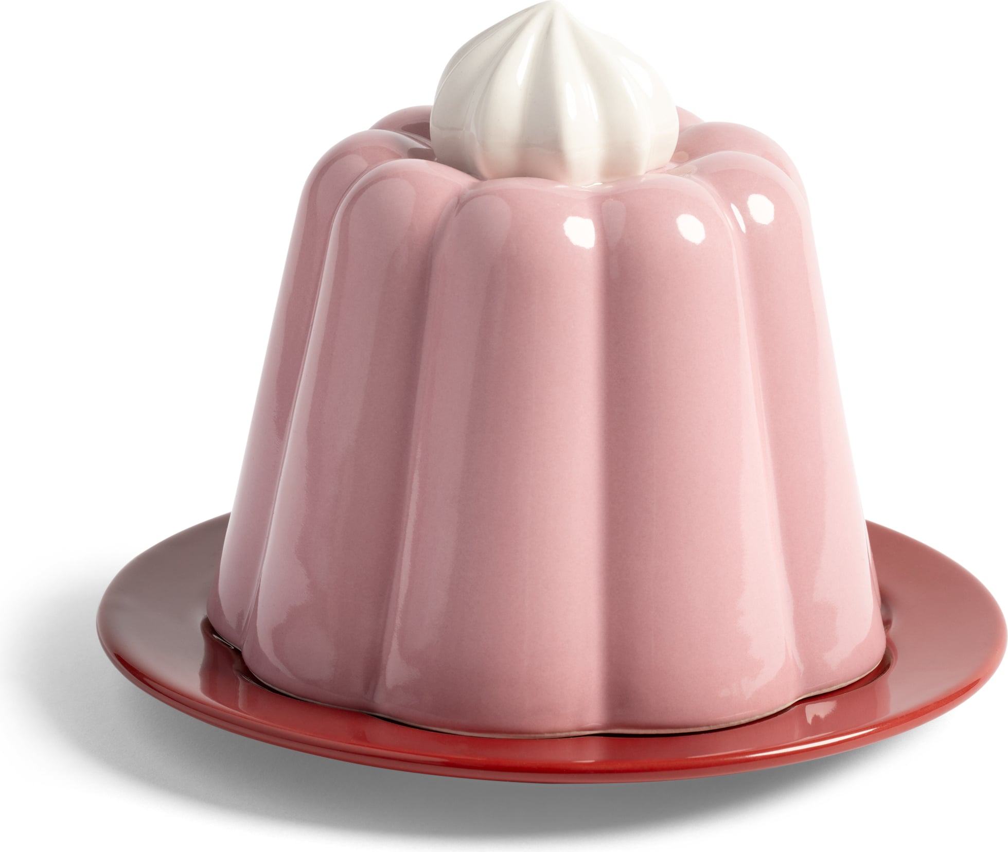 Talerz z pokrywką Pudding czerwono-różowy