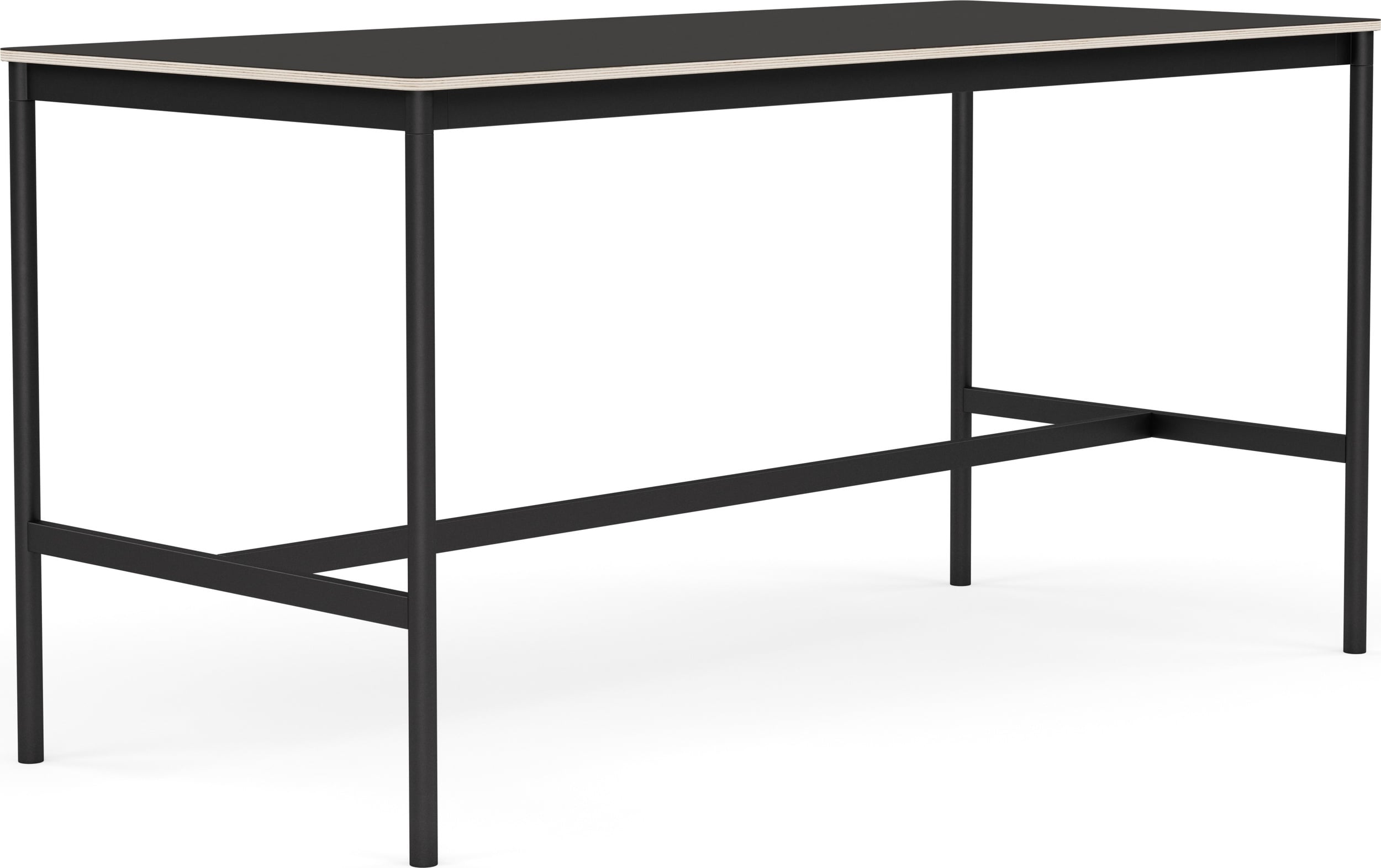 Stół Base 190 x 85 x 95 cm czarny z laminowanym blatem ze sklejką i czarną ramą