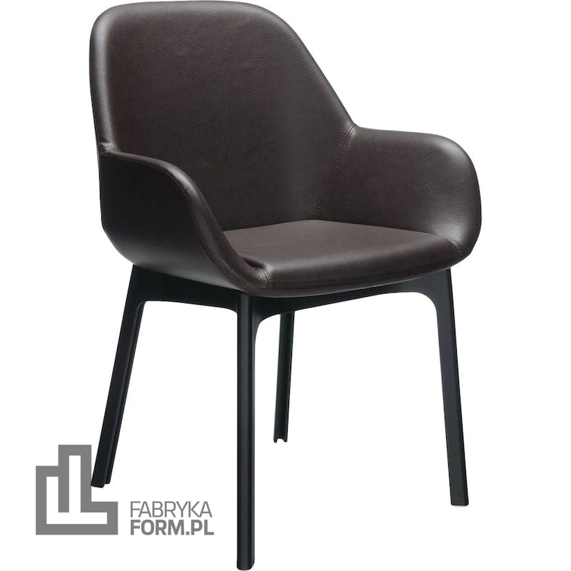 Krzesło Clap Eco Leather brązowe z czarną ramą