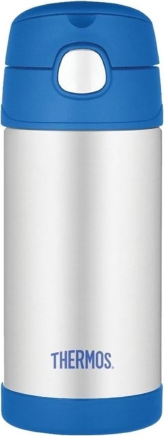 Butelka termiczna ze słomką FUNtainer 355 ml srebrno-niebieski