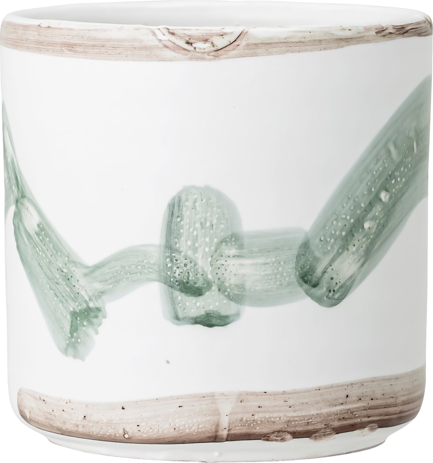 Osłonka na doniczkę Bloomingville 12 cm biało-zielona