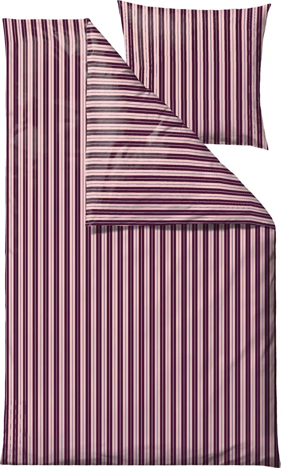 Pościel Flow Linen 140 x 220 cm fioletowa z poszewką na poduszkę 60 x 63 cm
