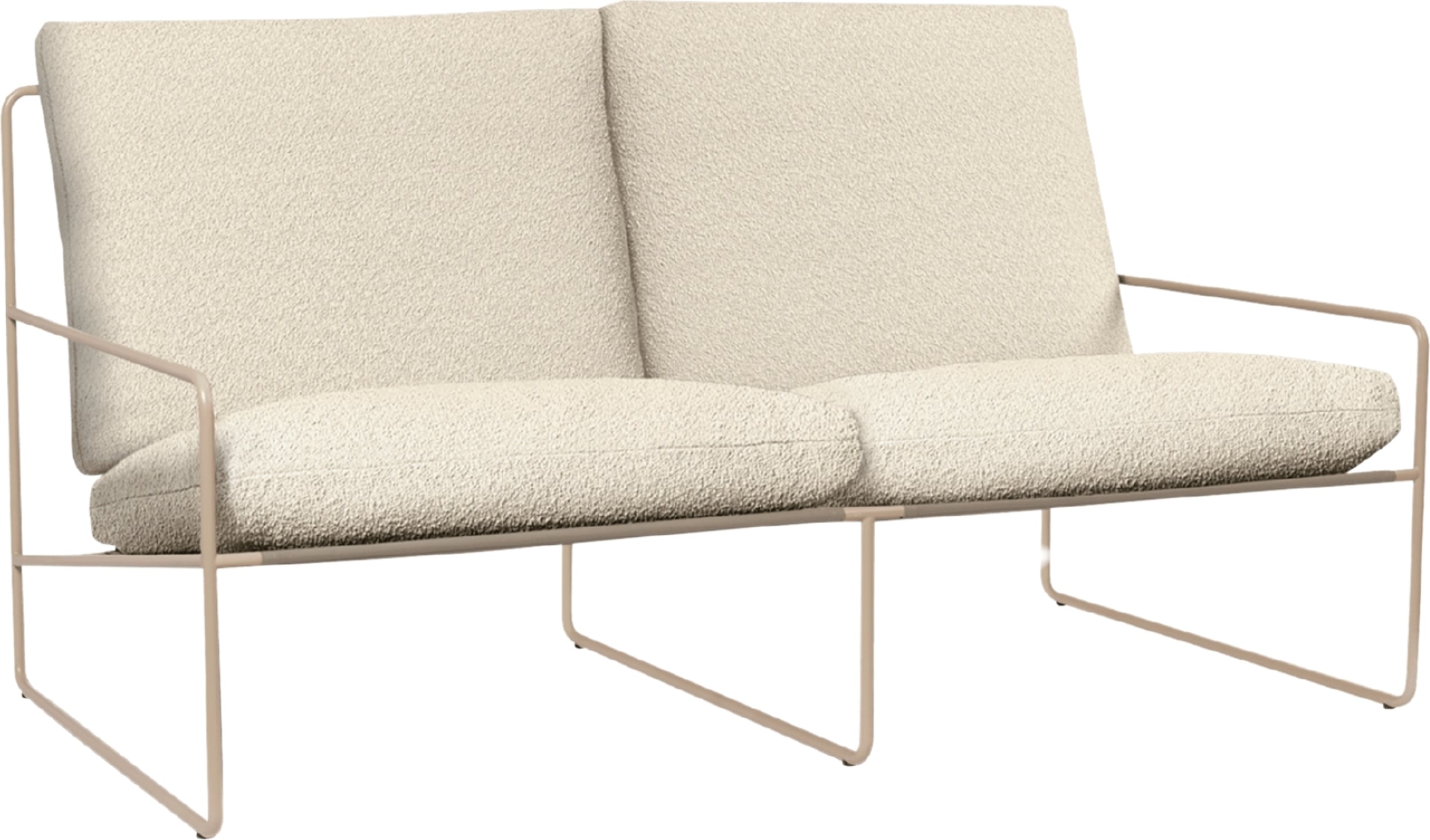 Sofa ogrodowa Desert Pure Bouclé podwójna z beżową ramą