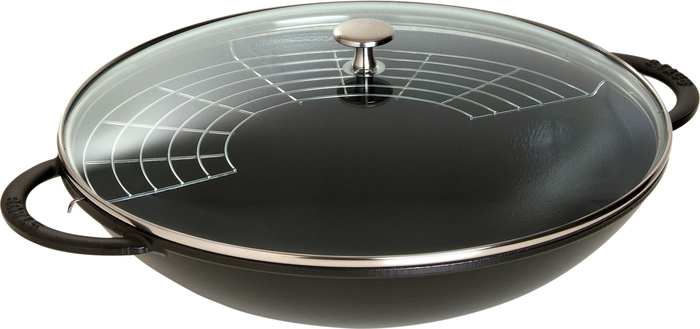 Wok Staub 37 cm czarny z pokrywą
