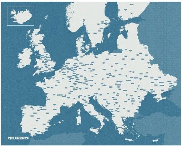 Dekoracja ścienna Pin Wall Europa jasnoniebieska