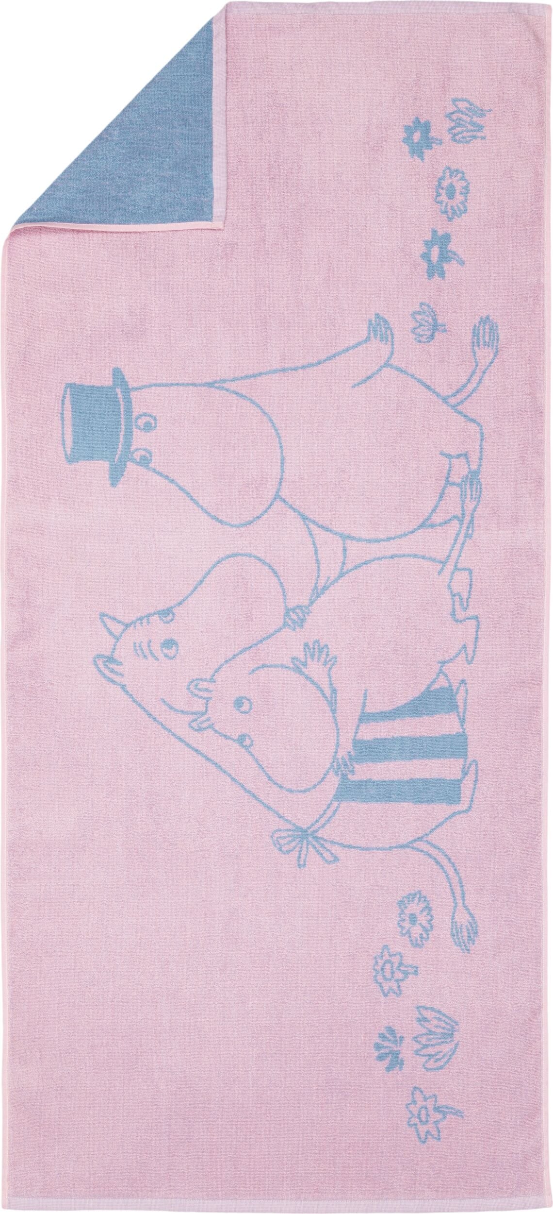 Ręcznik Arabia Finland Muminki Family Time 70 x 140 cm różowo-niebieski