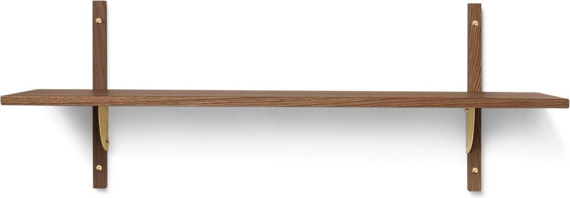Półka Sector pojedyncza 87 cm ciemny dąb z mosiężnym mocowaniem