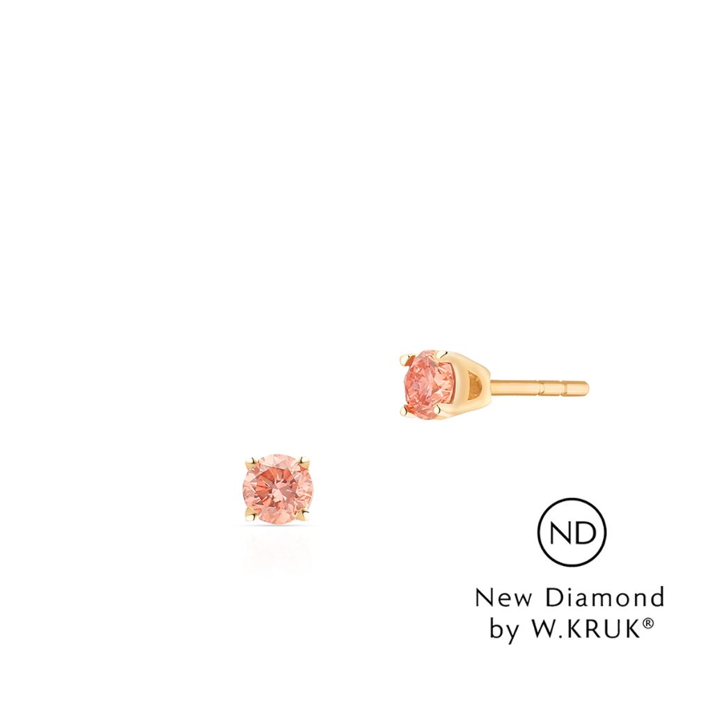 W.KRUK Piękne Kolczyki Złote – złoto 585, New diamond by w.kruk 0,4 – XWK/KB-06R
